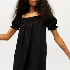 NWT Urban Renewal Black Linen Smocked Babydoll Dress Sz Small